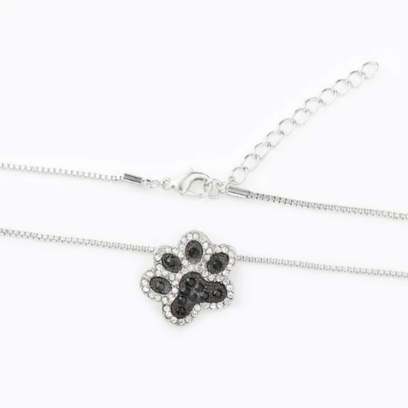 New Paw Print Rhinestone Necklace - Picture 2 of 4